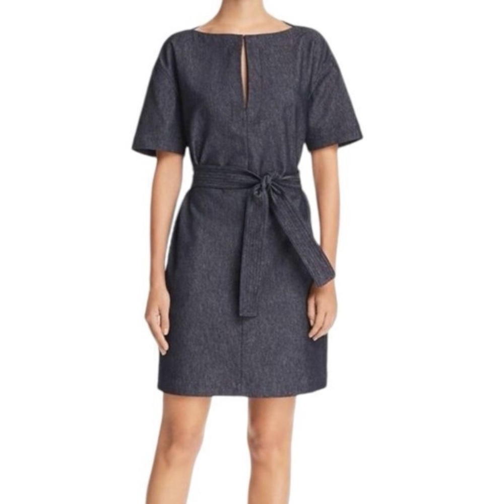 THEORY Dark Denim Belted Shift Dress 4